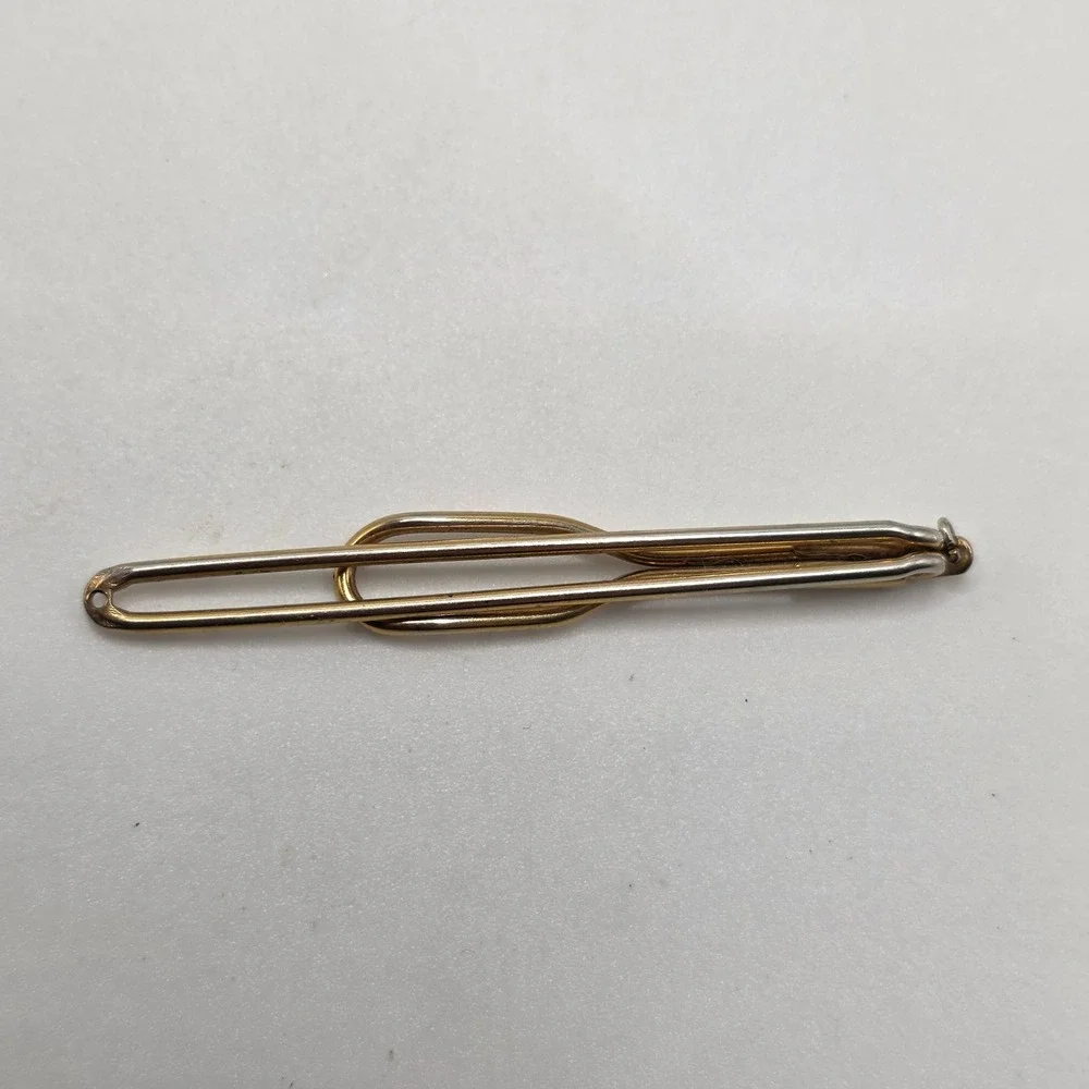 Swank Tie Clip Mens Gold Paperclip Loop Vintage Minimalist Dapper Suit Accessory